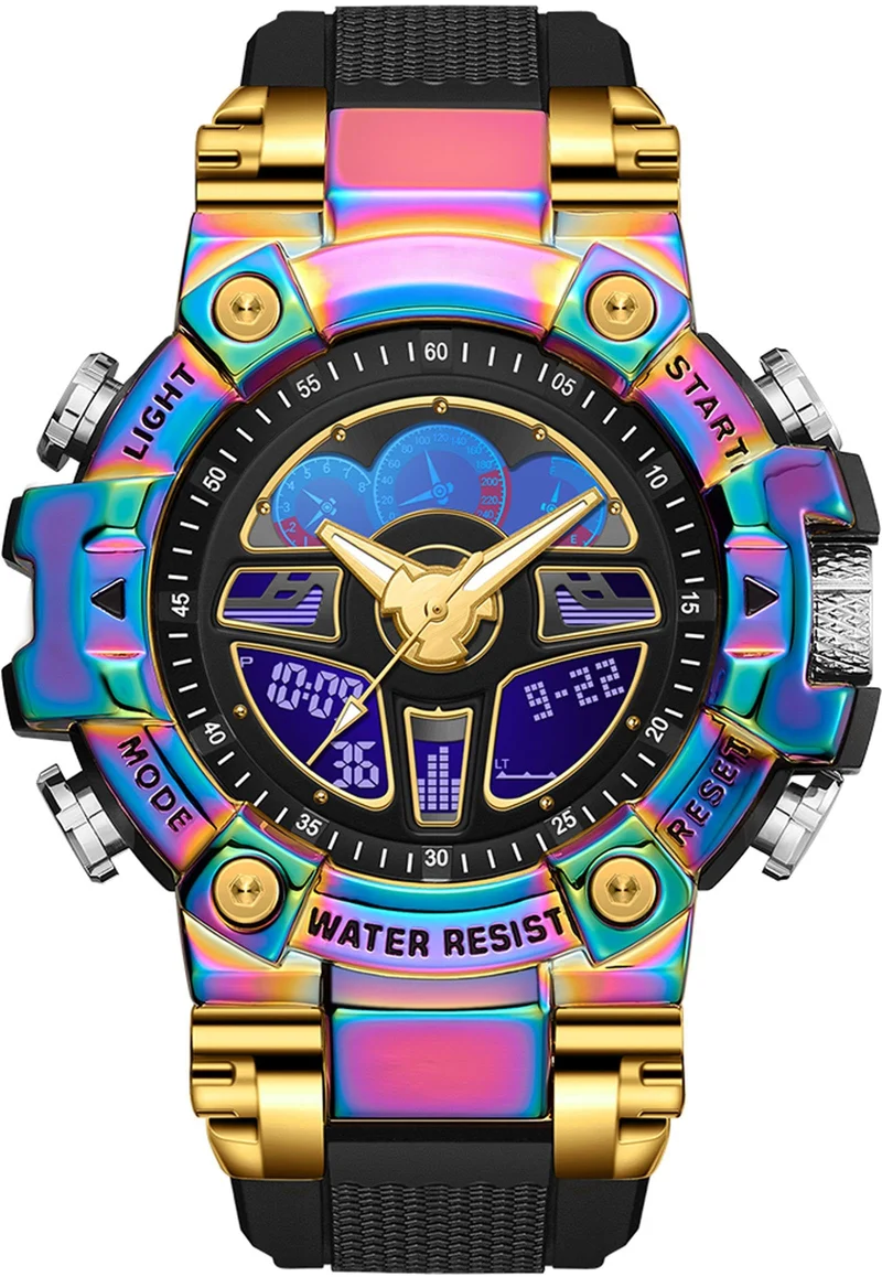 Findtime Tactical Watches for Men Black Military 5ATM Waterproof Sport Digital Watch Cool Designer World Time Countdown 12/24H Stopwatch
