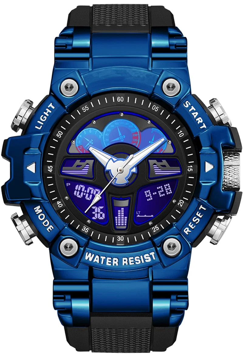 Findtime Tactical Watches for Men Black Military 5ATM Waterproof Sport Digital Watch Cool Designer World Time Countdown 12/24H Stopwatch