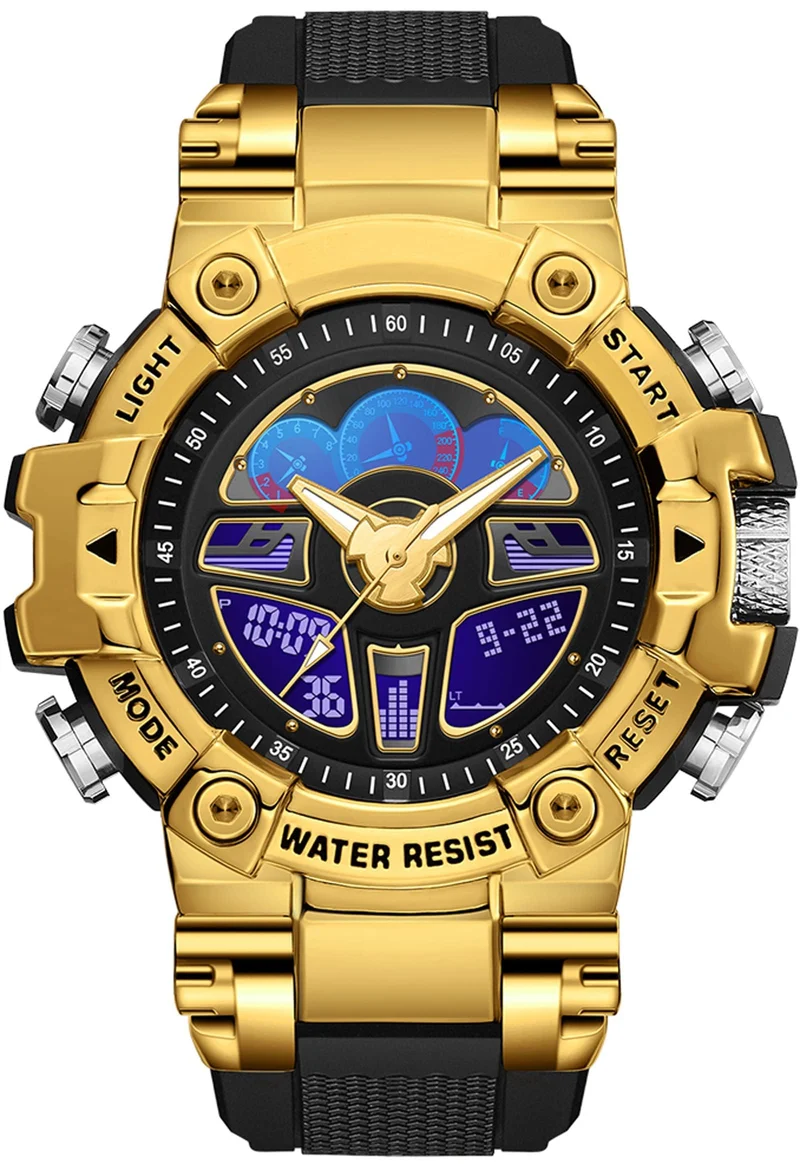 Findtime Tactical Watches for Men Black Military 5ATM Waterproof Sport Digital Watch Cool Designer World Time Countdown 12/24H Stopwatch