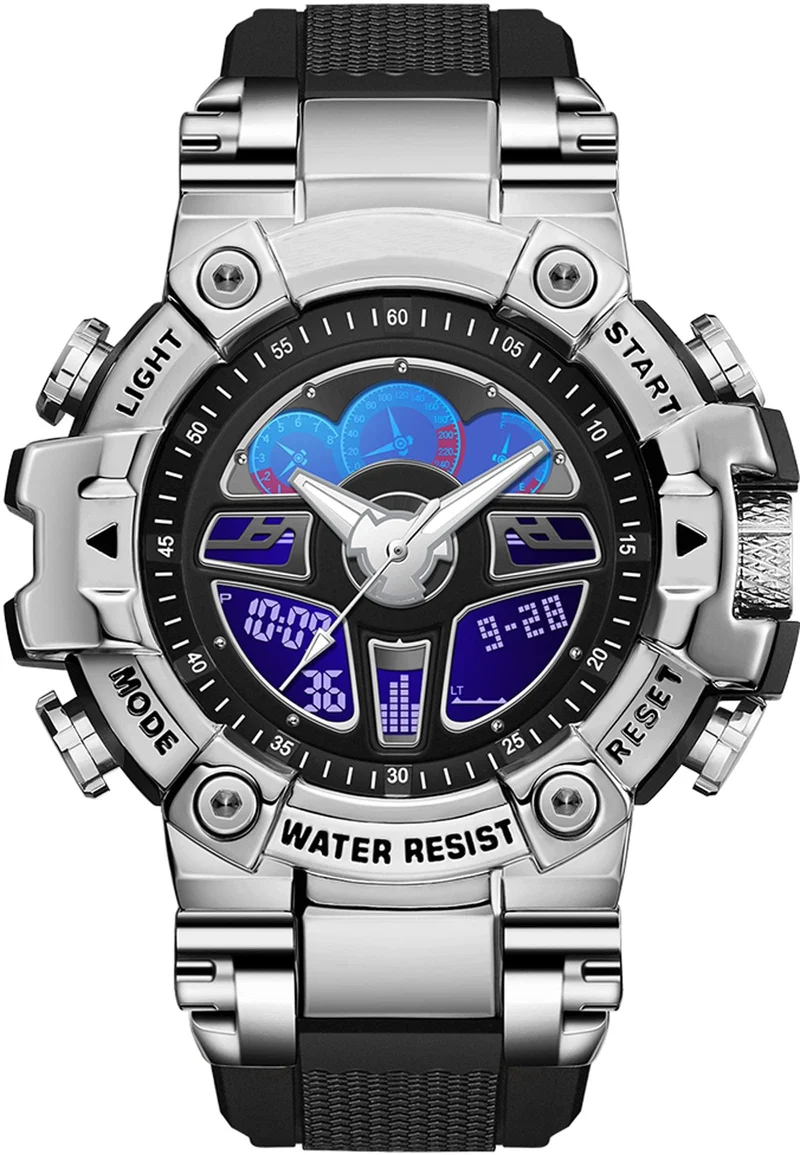 Findtime Tactical Watches for Men Black Military 5ATM Waterproof Sport Digital Watch Cool Designer World Time Countdown 12/24H Stopwatch