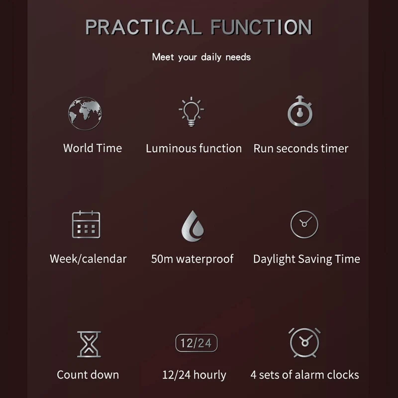 Findtime Tactical Watches for Men Black Military 5ATM Waterproof Sport Digital Watch Cool Designer World Time Countdown 12/24H Stopwatch