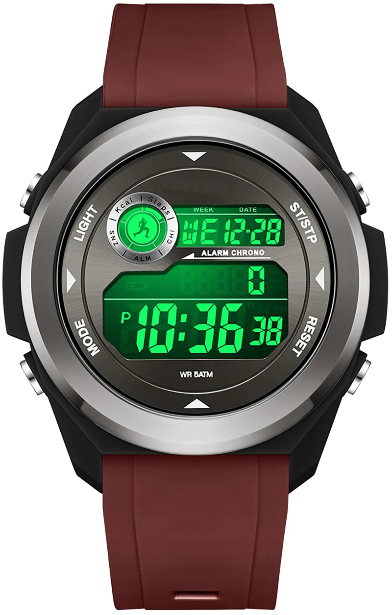 Findtime Mens Sport Watches Waterproof Pedometer Red Watch for Walking Step Counter Calorie Counter No Charging No App Connection for Men Women