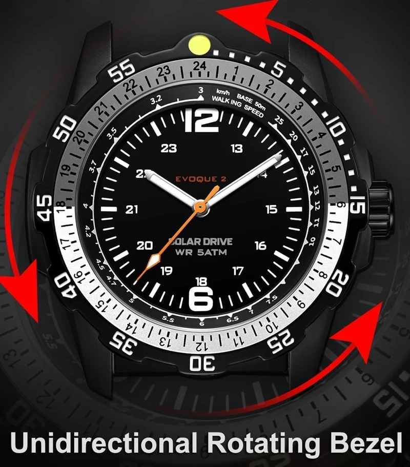 Findtime Solar Watch Mens Military Analog Watches Industrial Sport Waterproof Tactical Cool Designer Wrist Watch for Men Unidirectional Rotating Bezel Silicone Strap Alloy Case