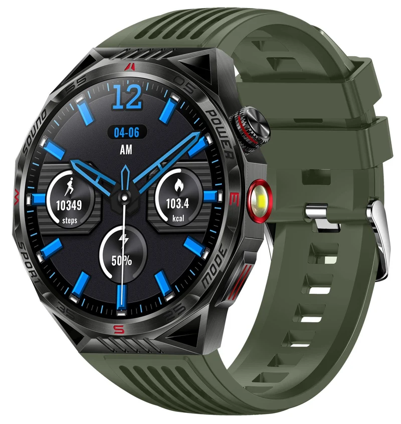 Smart Watch for Men Outdoor Smart Watches Blood Pressure Monitor Heart Rate Sleep Monitor Make/Answer Call Fitness Tracker Compass Pedometer Step Counter Waterproof Flashlight iOS Android Phones