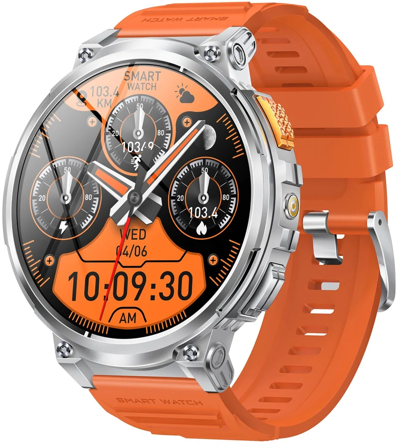 1.85" Round Smart Watch for Men with 730mAh Big Battery, Military Tactical Smartwatch LED Flashlight IP68 Waterproof (Answer/Make Calls) for iOS Android