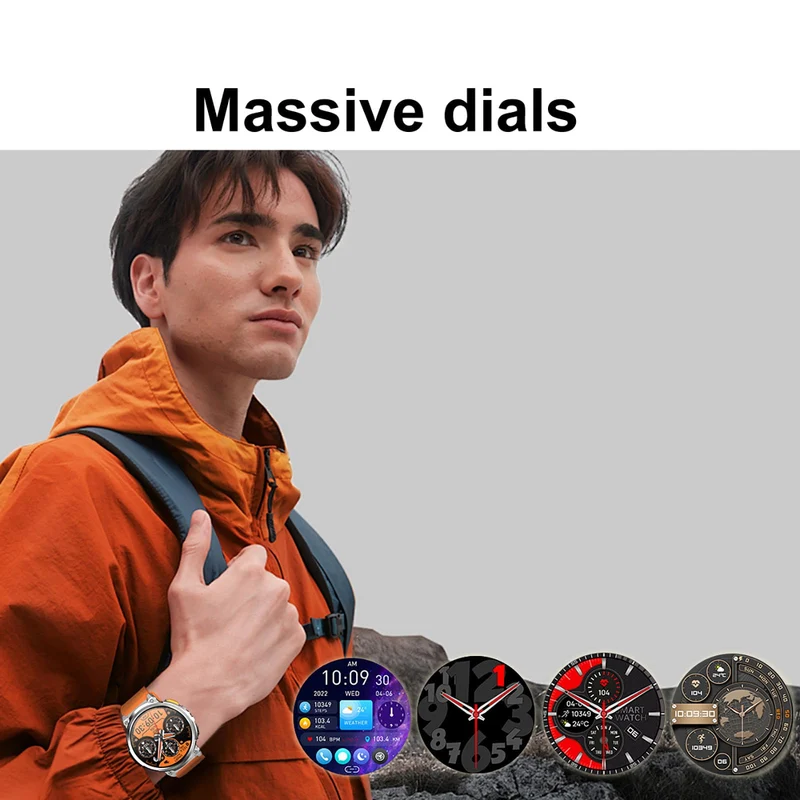 1.85" Round Smart Watch for Men with 730mAh Big Battery, Military Tactical Smartwatch LED Flashlight IP68 Waterproof (Answer/Make Calls) for iOS Android