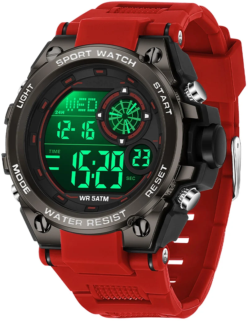 Findtime Mens Digital Watch Sports Fashion Wrist Watches for Men with Countdown/Dual Time Display/Stopwatch/LED Back Light/Alarm/Date