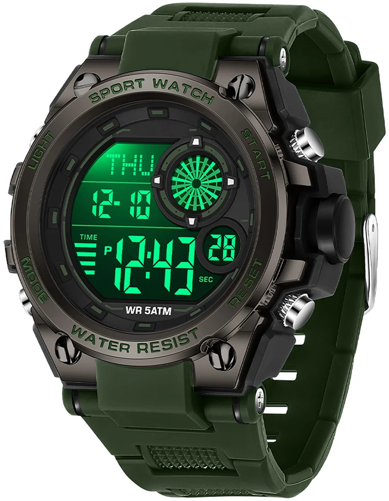 Findtime Mens Digital Watch Sports Fashion Wrist Watches for Men with Countdown/Dual Time Display/Stopwatch/LED Back Light/Alarm/Date