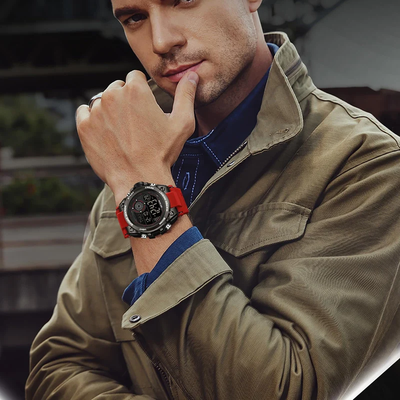 Findtime Mens Digital Watch Sports Fashion Wrist Watches for Men with Countdown/Dual Time Display/Stopwatch/LED Back Light/Alarm/Date