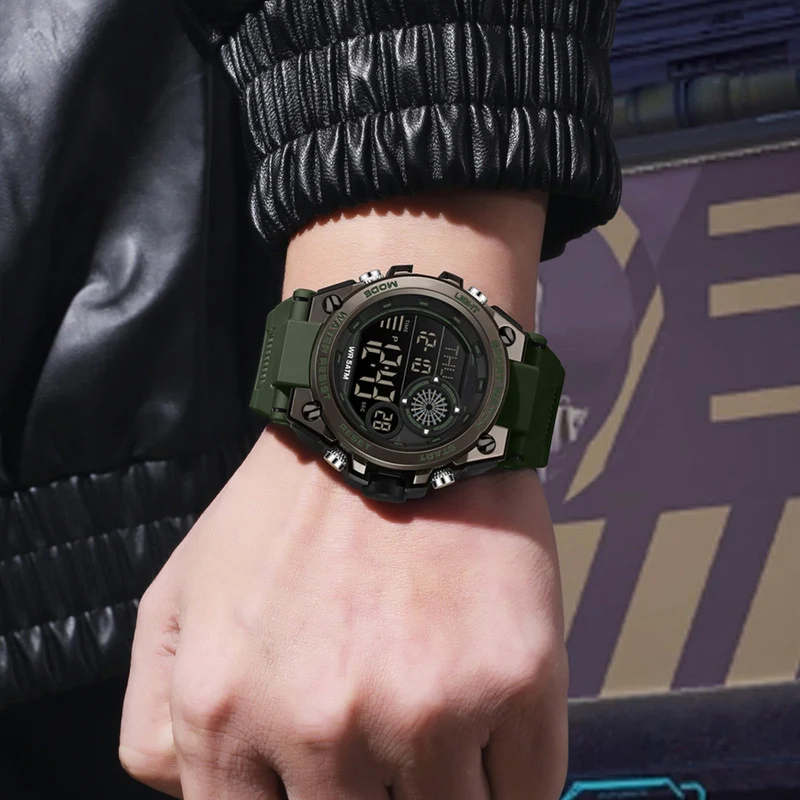 Findtime Mens Digital Watch Sports Fashion Wrist Watches for Men with Countdown/Dual Time Display/Stopwatch/LED Back Light/Alarm/Date