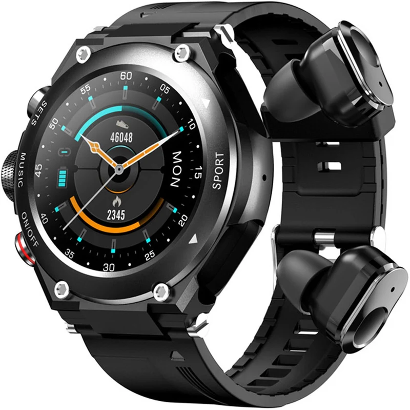 Smart Watch with Earbuds Inside, 2 in 1 Touch Smartwatch Bluetooth Earphones Combo TWS Wireless Headset Speaker Local MP3 Music Player Bluetooth Call Activity Tracker