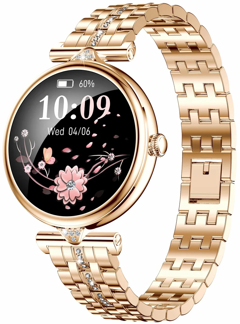 Womens Smart Watches with Diamonds, Luxury Gold Stainless Steel Smartwatch for Women with Answer/Make Call/ 5ATM Waterproof/IP68 Reloj Inteligente para Mujer Android iOS