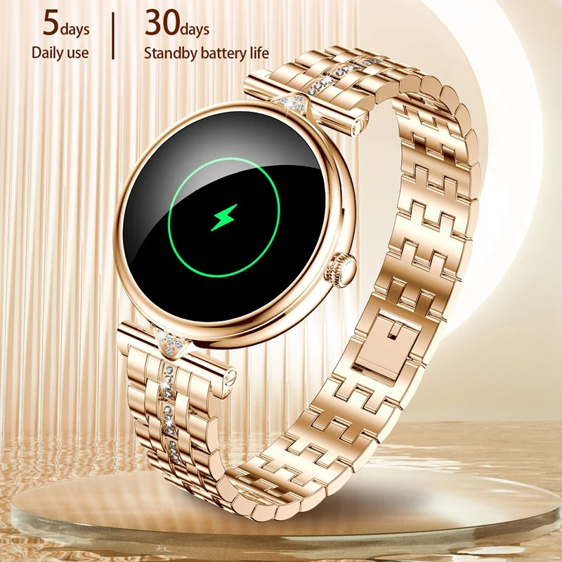 Womens Smart Watches with Diamonds, Luxury Gold Stainless Steel Smartwatch for Women with Answer/Make Call/ 5ATM Waterproof/IP68 Reloj Inteligente para Mujer Android iOS
