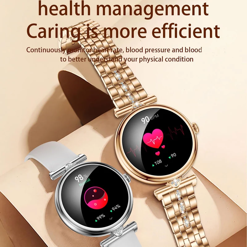 Womens Smart Watches with Diamonds, Luxury Gold Stainless Steel Smartwatch for Women with Answer/Make Call/ 5ATM Waterproof/IP68 Reloj Inteligente para Mujer Android iOS