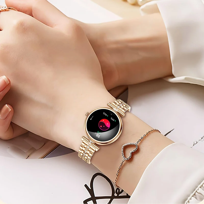 Womens Smart Watches with Diamonds, Luxury Gold Stainless Steel Smartwatch for Women with Answer/Make Call/ 5ATM Waterproof/IP68 Reloj Inteligente para Mujer Android iOS