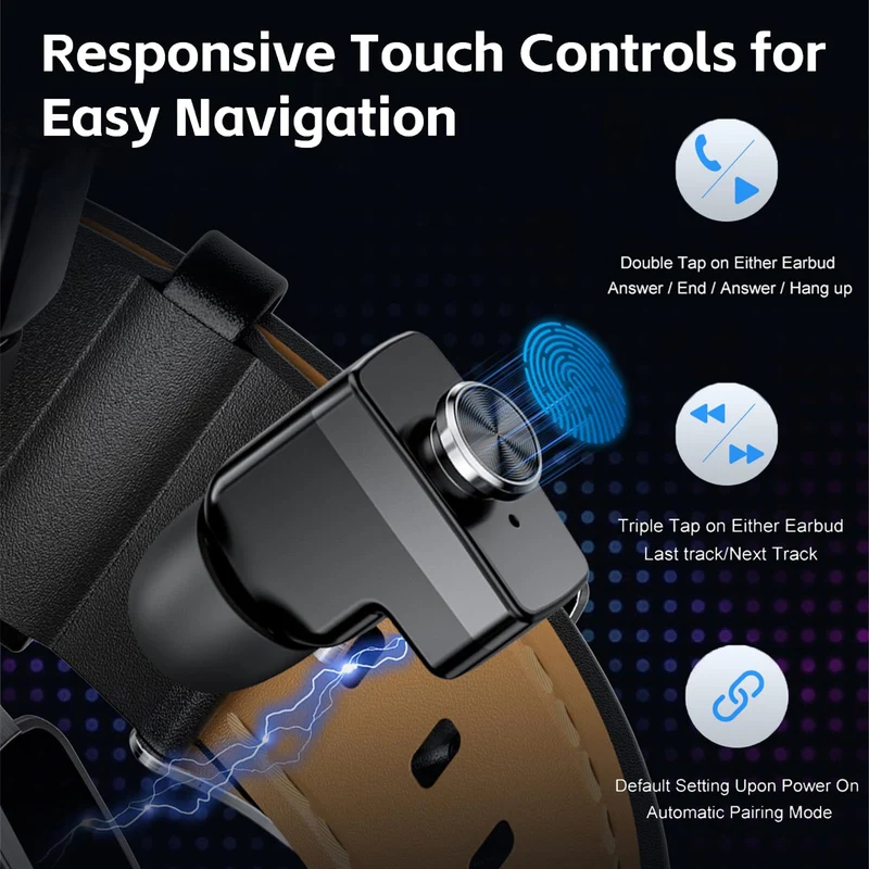 Smart Watch with Earbuds Fitness Watch with Sleep Tracker Heart Rate Monitor Pedometer Watch Calorie Bluetooth Call for iOS Android