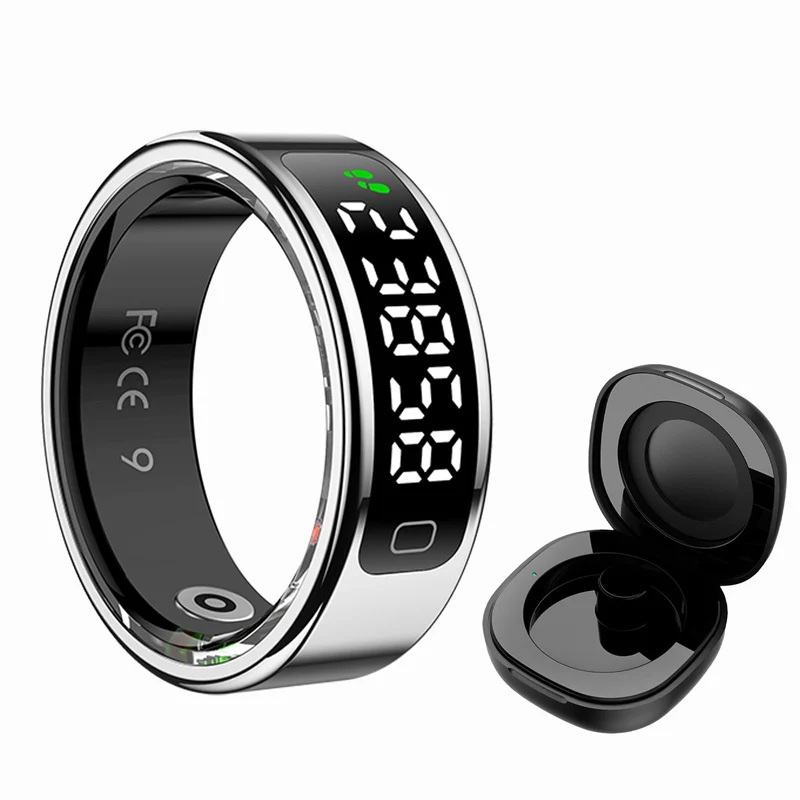 Smart Ring for Women Health Ring Fitness Tracker with Pedometer Heart Rate Monitor Screen Display Prayer Count No Subscription Fee for Android iOS