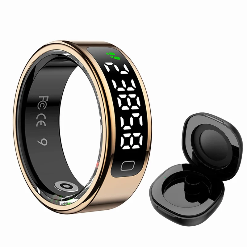 Smart Ring for Women Health Ring Fitness Tracker with Pedometer Heart Rate Monitor Screen Display Prayer Count No Subscription Fee for Android iOS