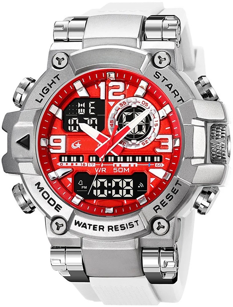 Findtime Cool Designer Mens Watches Big Face Digital Sports Watch for Men with LED Backlight/Alarm/Date/Dual Time Zone/Stopwatch