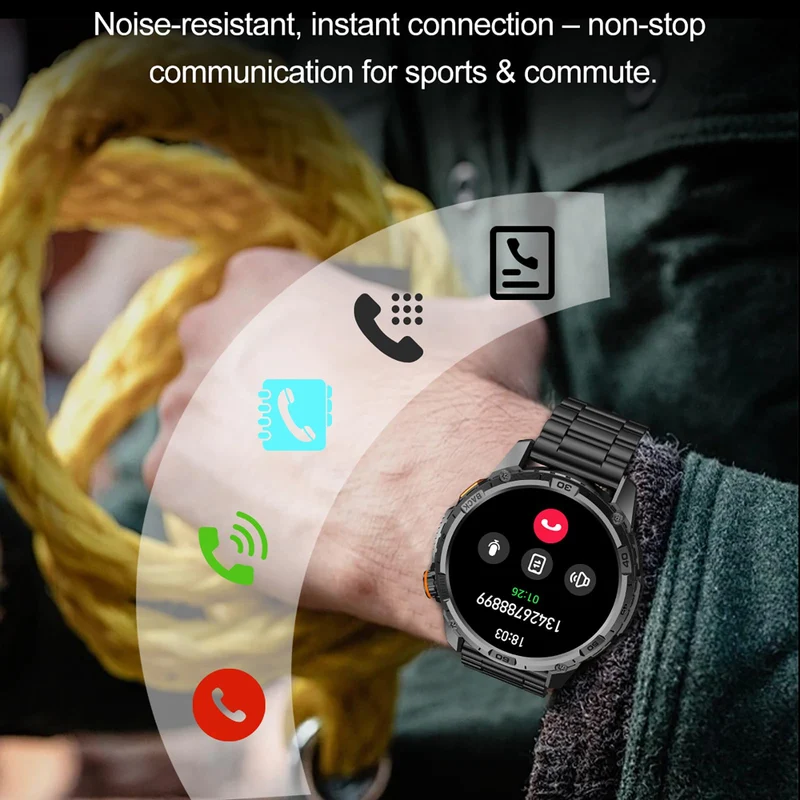 Rugged Smart Watches for Men Military Fitness Tracker with Answer/Make Calls 110+ Sports Modes Sleep Monitor LED Flashlight Smartwatch for Android and iOS