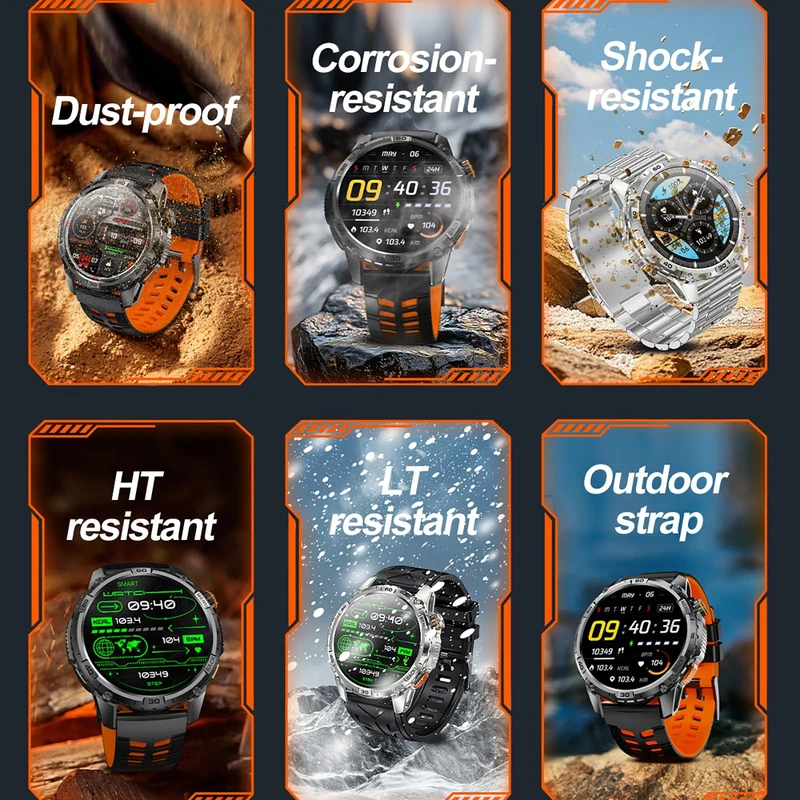 Rugged Smart Watches for Men Military Fitness Tracker with Answer/Make Calls 110+ Sports Modes Sleep Monitor LED Flashlight Smartwatch for Android and iOS