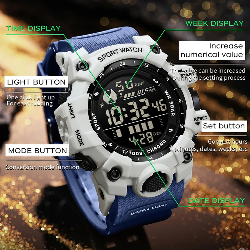 Findtime Men's Digital Watch Military Large Face Alarm Stopwatch Tactical Waterproof Wristwatch Relojes para Hombres Watches for Men
