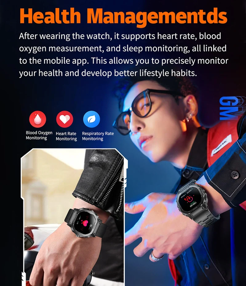 Smart Watch for Men Smart Watches Military Watches for Men Fitness Tracker Bluetooth Call Heart Rate Monitor Sleep Monitor Pedometer Step Counter Waterproof Smartwatch iOS Android Phones Canvas Band
