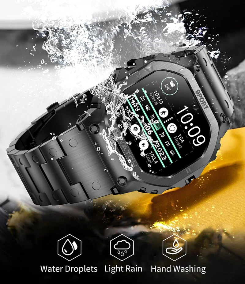 Smart Watch for Men Smart Watches Military Watches for Men Fitness Tracker Bluetooth Call Heart Rate Monitor Sleep Monitor Pedometer Step Counter Waterproof Smartwatch iOS Android Phones Canvas Band