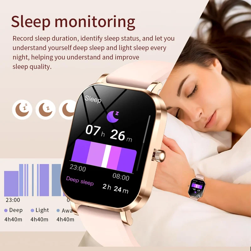 Smart Watches for Women Fitness Tracker for Women Fitness Watch with Heart Rate Monitor Sleep Monitoring Pedometer Calorie Voice Assistant for Android iOS