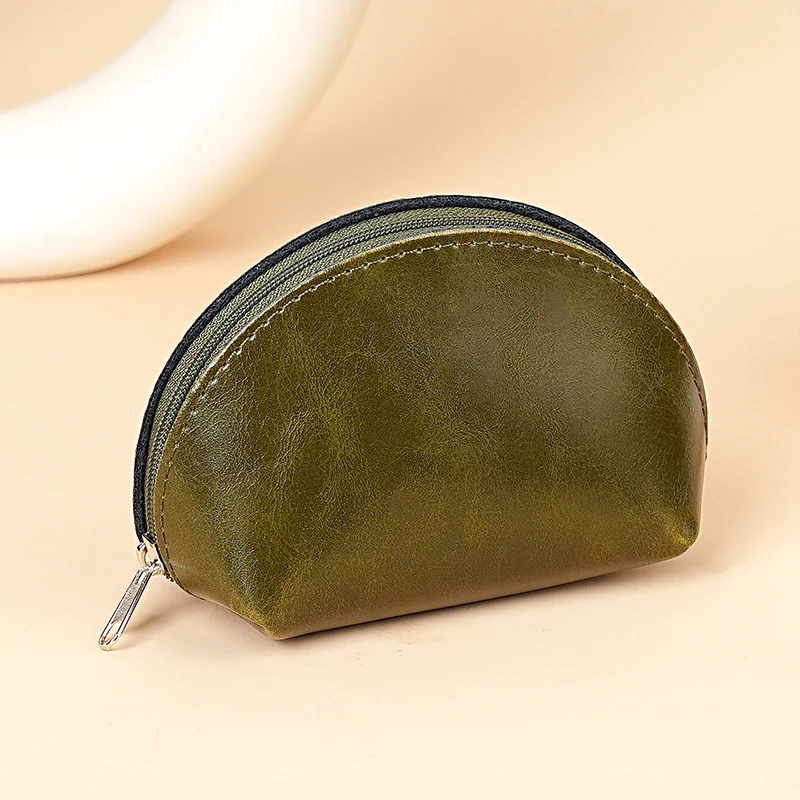 Premium Leder Reißverschluss-Münzbeutel