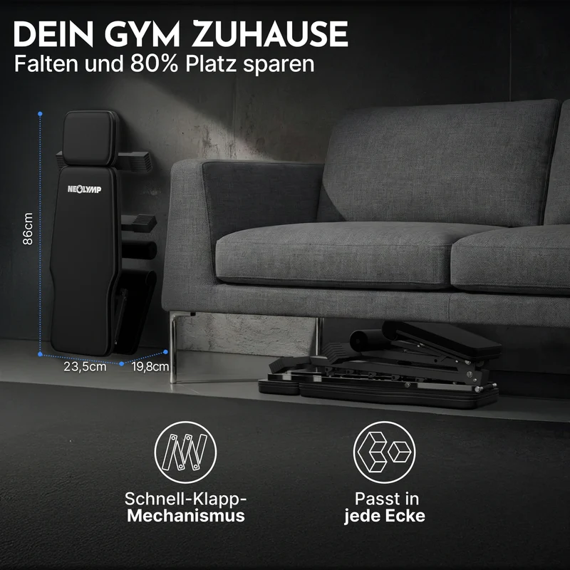 Hantelbank schwarz - rutschfest, mit Carbonfaser-Bezug