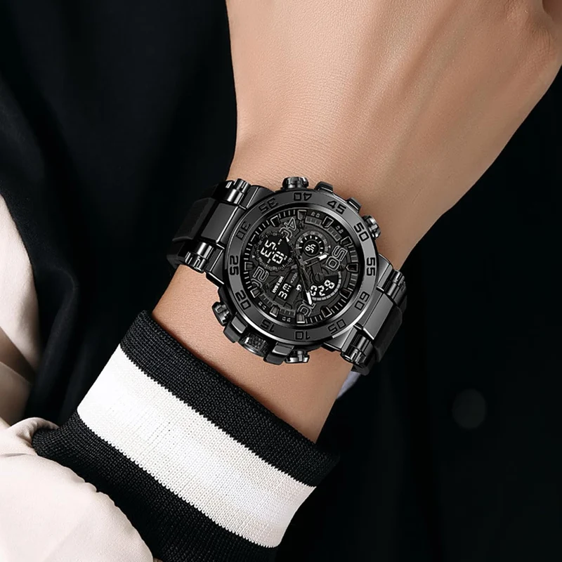 Findtime Mens Watch Sport Military Watches Colorful Waterproof Digital Analog Watch Tactical Outdoor Big Face Wrist Watches Dual Time LED Luminous Alarm Stopwatch Relojes para Hombres