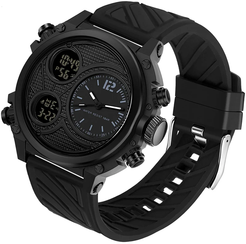 Findtime Mens Punk Watch Cool Unique Wrist Watches Sport Oversized Display