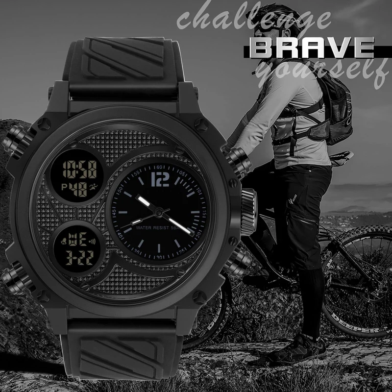 Findtime Mens Punk Watch Cool Unique Wrist Watches Sport Oversized Display