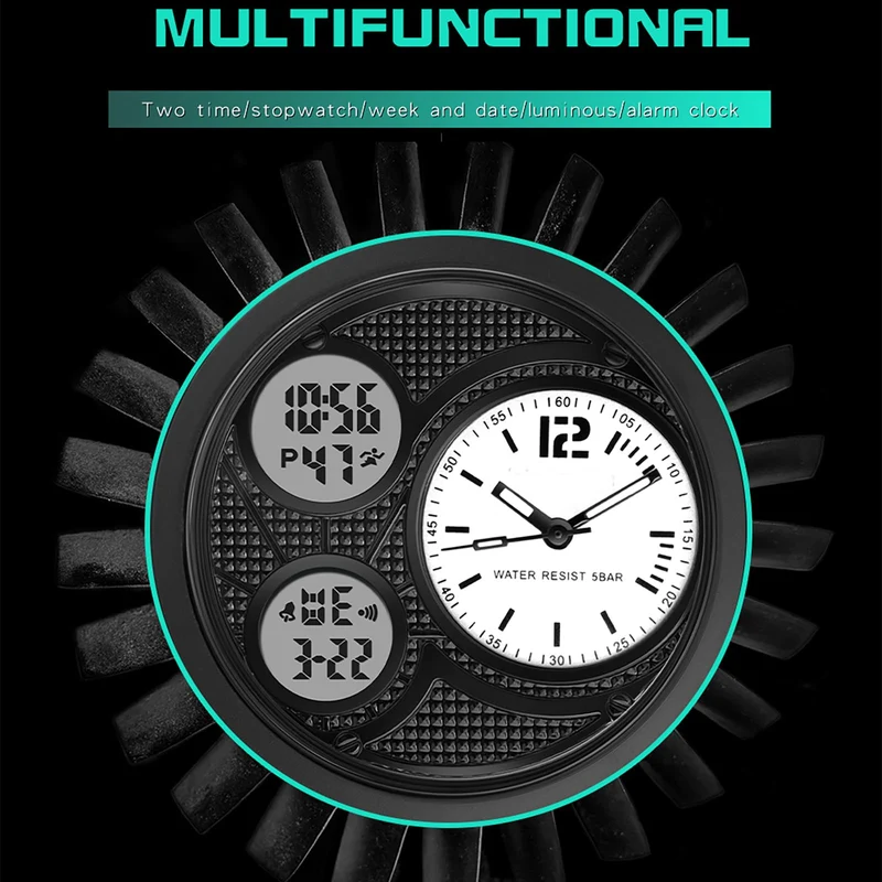 Findtime Mens Punk Watch Cool Unique Wrist Watches Sport Oversized Display