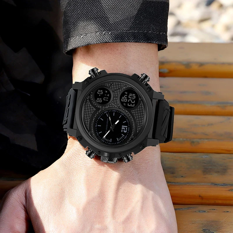 Findtime Mens Punk Watch Cool Unique Wrist Watches Sport Oversized Display
