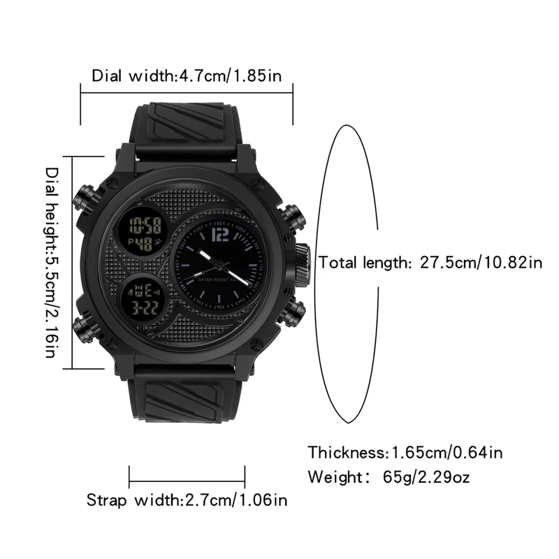 Findtime Mens Punk Watch Cool Unique Wrist Watches Sport Oversized Display