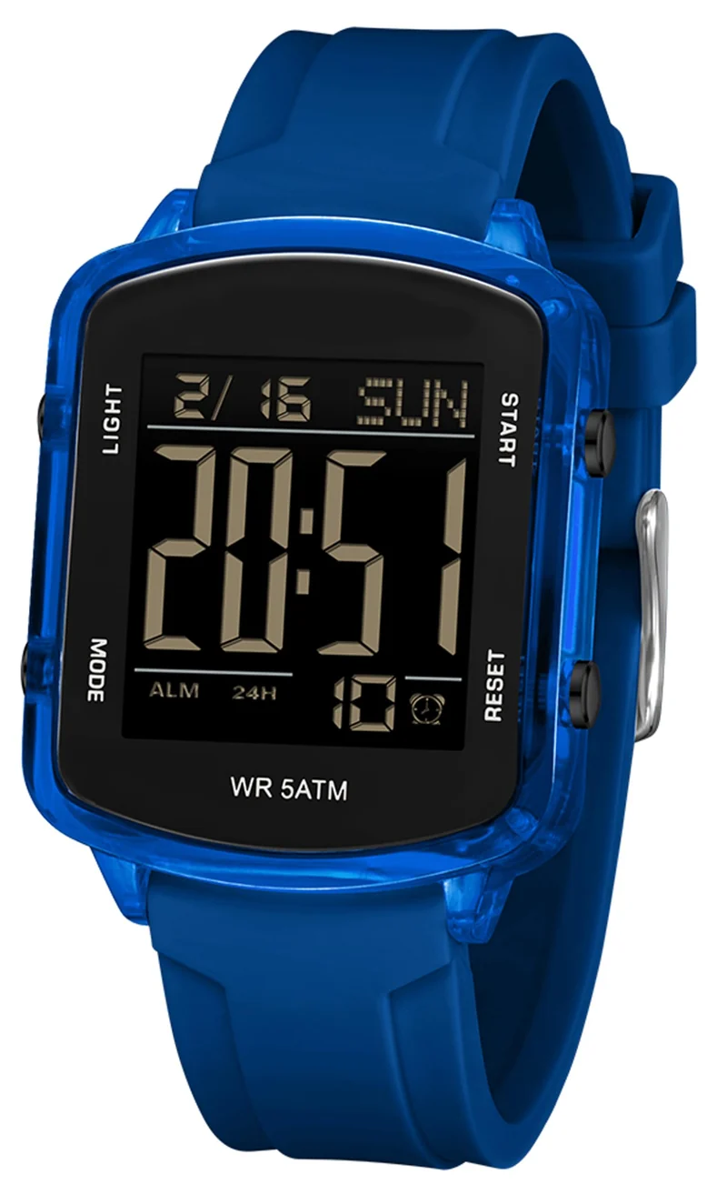 Findtime Unisex Digital Watch with Large Display 5ATM Waterproof Sports Watch Lightweight Silicone Strap Backlight LED Stopwatch Alarm Dual Time Modern Square Casual Watch for Men & Women