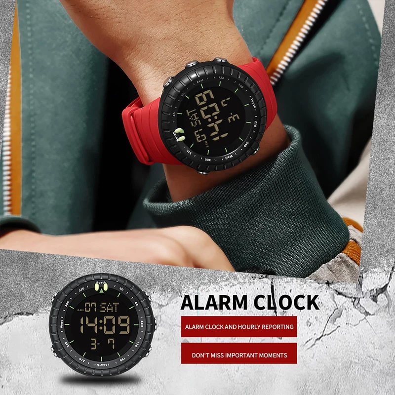 Findtime Mens Digital Watch Tactical Waterproof Large Numbers Alarm Countdown Stopwatch Sports Running Military Watches for Men Simple Electronic Wristwatch