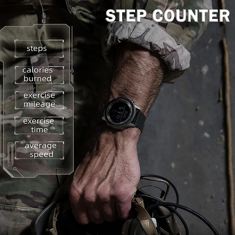 Findtime Running Watches for Men with Compass Metronome Pedometer 5ATM Waterproof Outdoor Workout Tactical Military Mens Digital Watch