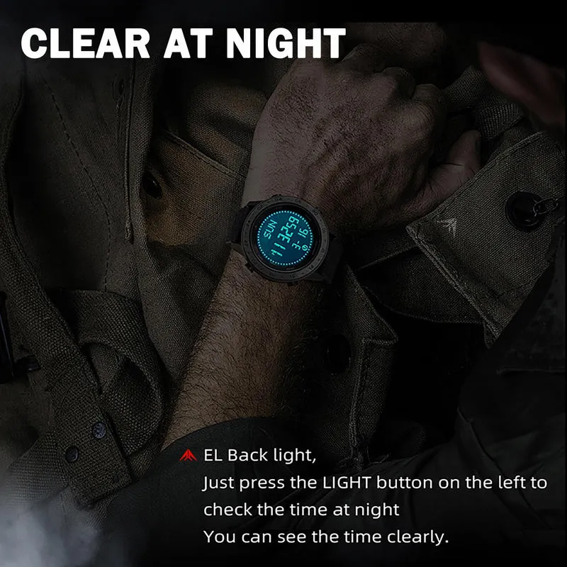 Findtime Running Watches for Men with Compass Metronome Pedometer 5ATM Waterproof Outdoor Workout Tactical Military Mens Digital Watch