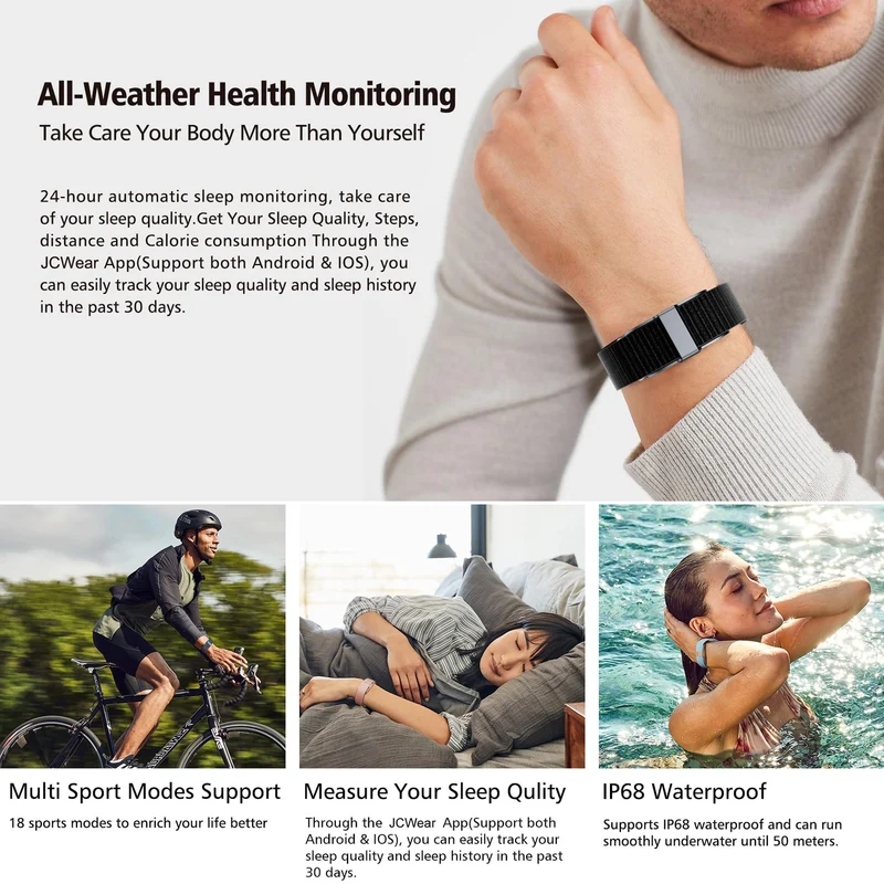 Smart Bracelet Fitness Tracker Health Wristband Heart Rate Monitor Sleep Tracker Step Counter Calories Pedometer Waterproof Wearable Activity Tracker for Men Women, No Subscription Fee