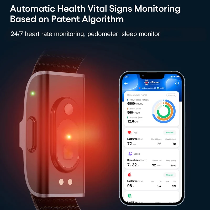Smart Bracelet Fitness Tracker Health Wristband Heart Rate Monitor Sleep Tracker Step Counter Calories Pedometer Waterproof Wearable Activity Tracker for Men Women, No Subscription Fee