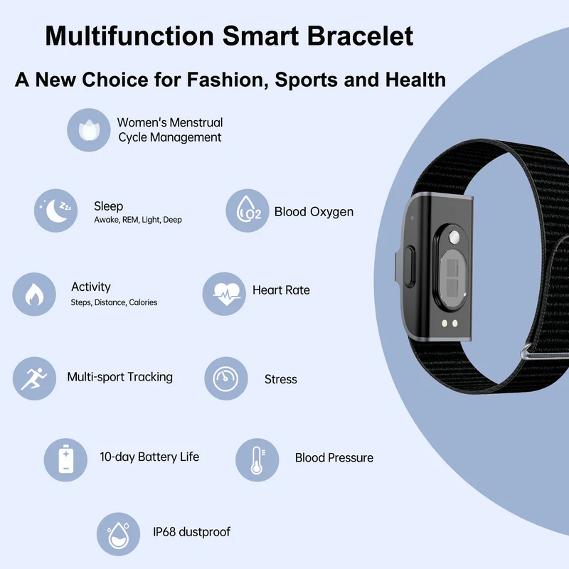 Smart Bracelet Fitness Tracker Health Wristband Heart Rate Monitor Sleep Tracker Step Counter Calories Pedometer Waterproof Wearable Activity Tracker for Men Women, No Subscription Fee