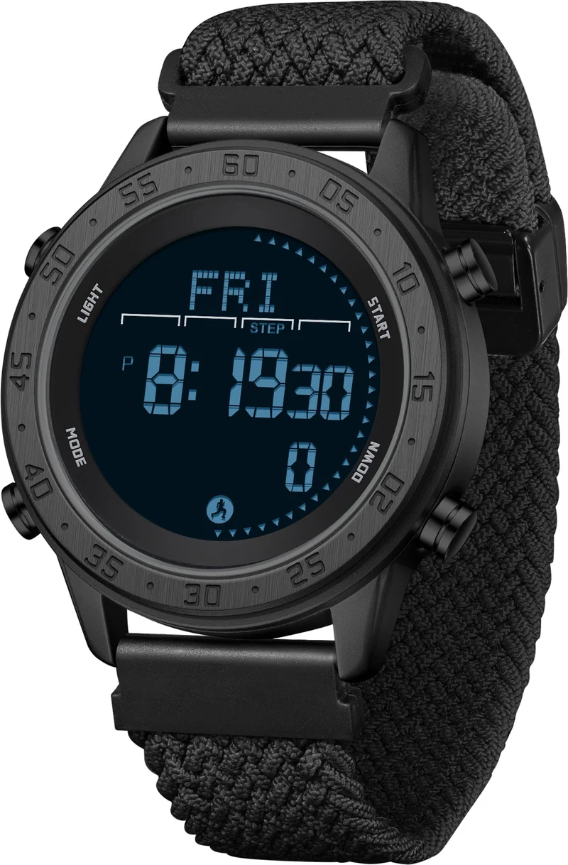 Findtime Men's Pedometer Step Counter Watch Military Compass Watches Nylon Strap Digital Sport Waterproof Tactical Wrist Watch Calories Tracker Metronome Watches Dual Time LED Stopwatch, No Bluetooth No App