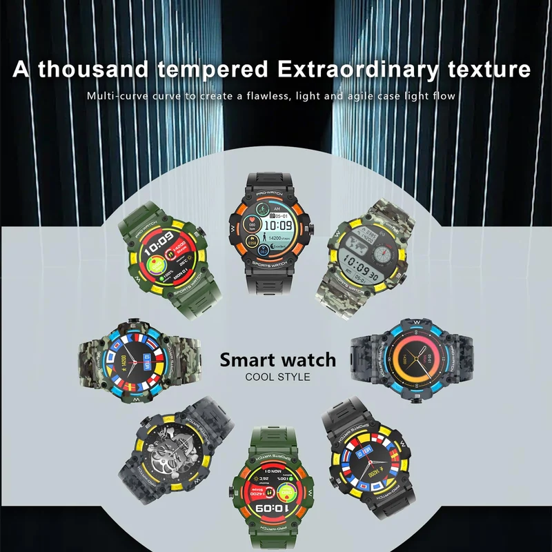 Rugged Military Smart Watches for Men with Bluetooth Call, Sports Smartwatch with LED Flashlight Heart Rate and Sleep Monitor for Android iOS Phones