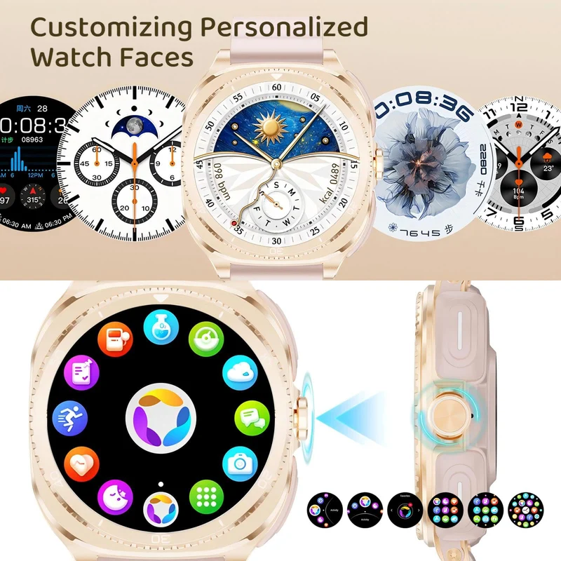 2-in-1 Smart Watch with Built-in Bluetooth Earbuds for Women 1.53" AMOLED Bluetooth Calling 100+ Sports Modes 24/7 Heart Rate Sleep Monitor Message Notifications Faces Fitness Tracker for ios Android