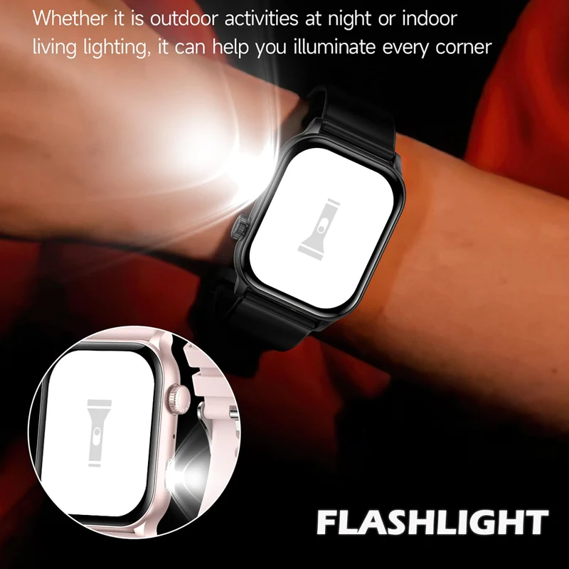 Smart Watch for Men/Women, 1.95" AMOLED Fitness Tracker Watches with Bluetooth Calls/Flashlight/100+ Sport Modes Heart Rate/Sleep Monitor Ultra Lightweight Ultrathin Design