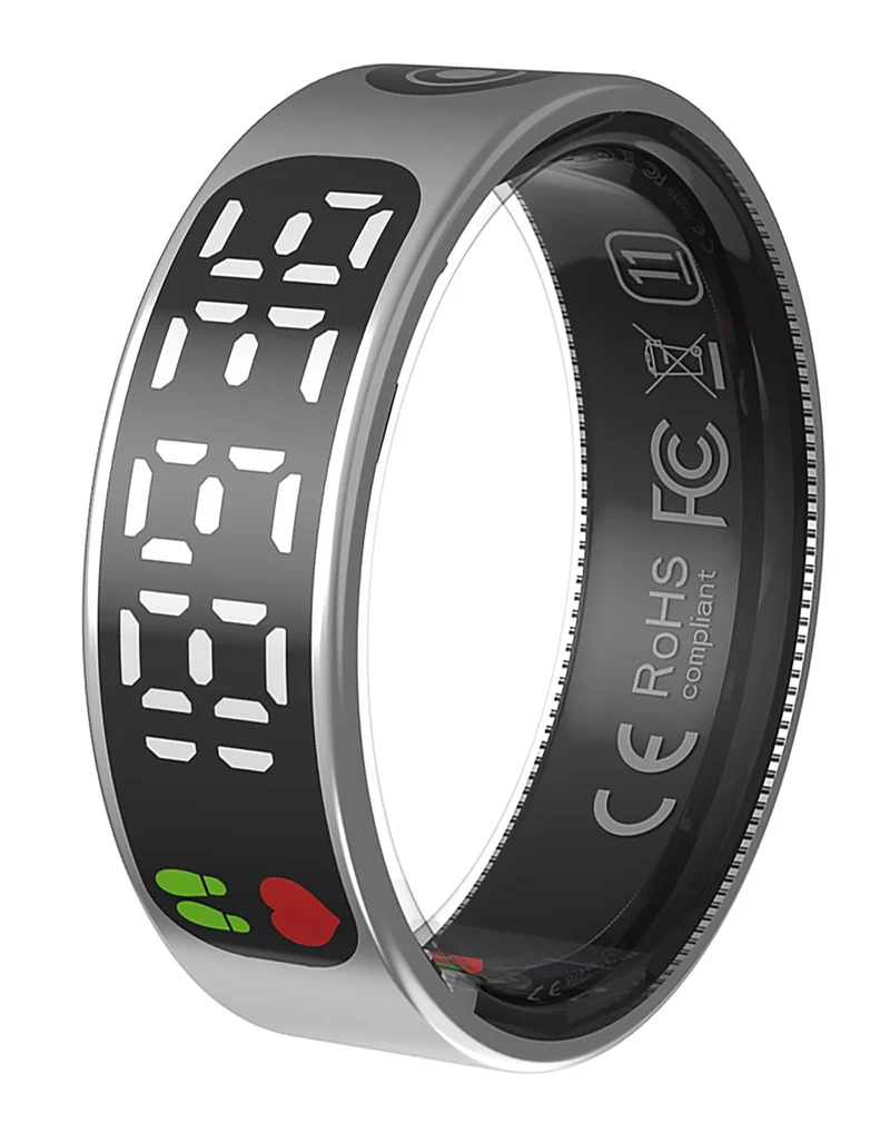 Smart Ring with Display Health Tracker Fitness Ring Heart Rate Monitoring Sleep Tracking Exercise Tracker Women Men Smart Rings for Android iOS Phones