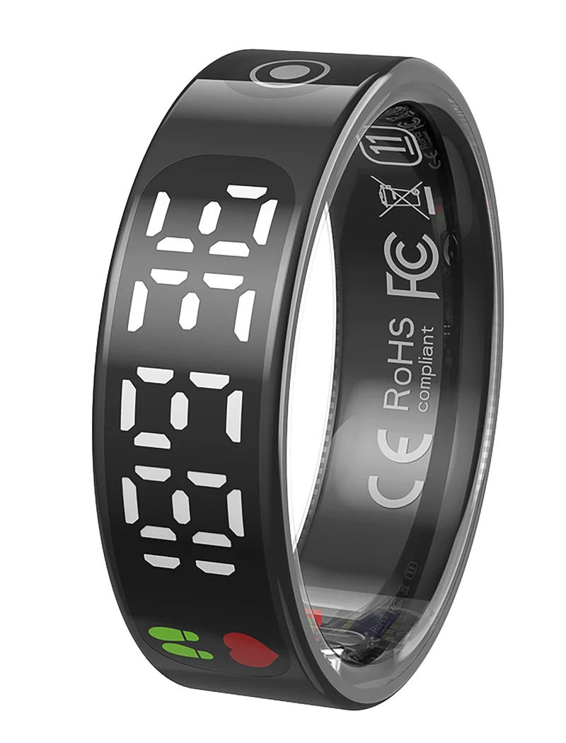 Smart Ring with Display Health Tracker Fitness Ring Heart Rate Monitoring Sleep Tracking Exercise Tracker Women Men Smart Rings for Android iOS Phones